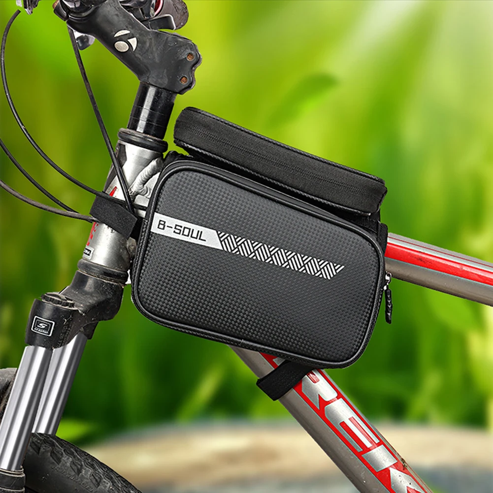 Bike Bag 1.5L Frame Front Tube Cycling Bag Bicycle Waterproof Phone Case Holder 7.2Inches Touchscreen Bag Bike Accessories