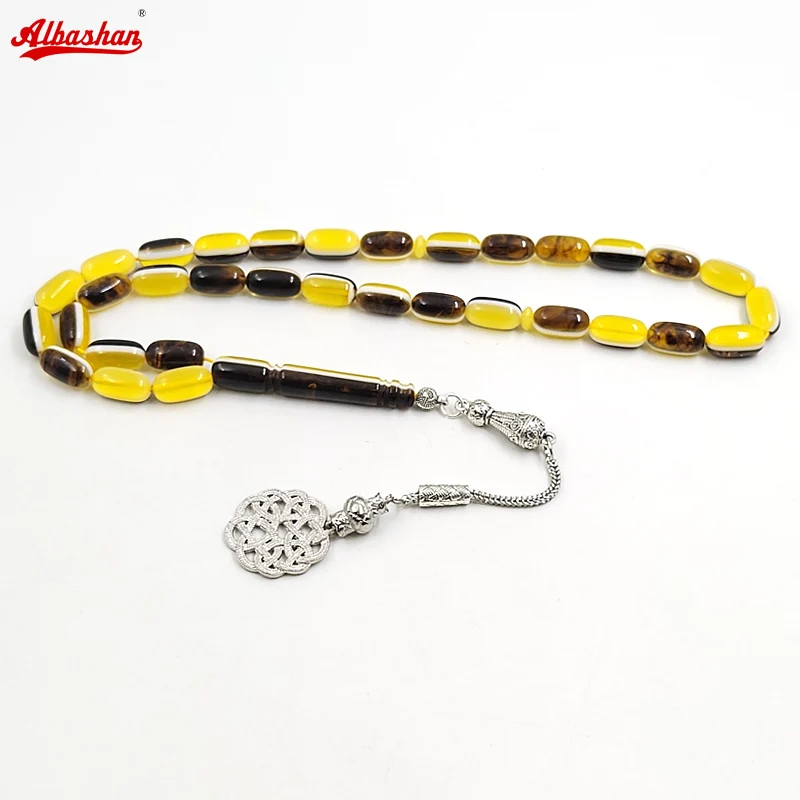 Yellow Resin Tasbih 33 prayer Beads arabic fashion bracelet Misbaha Mastkha muslim eid gift turkish accessories on hand