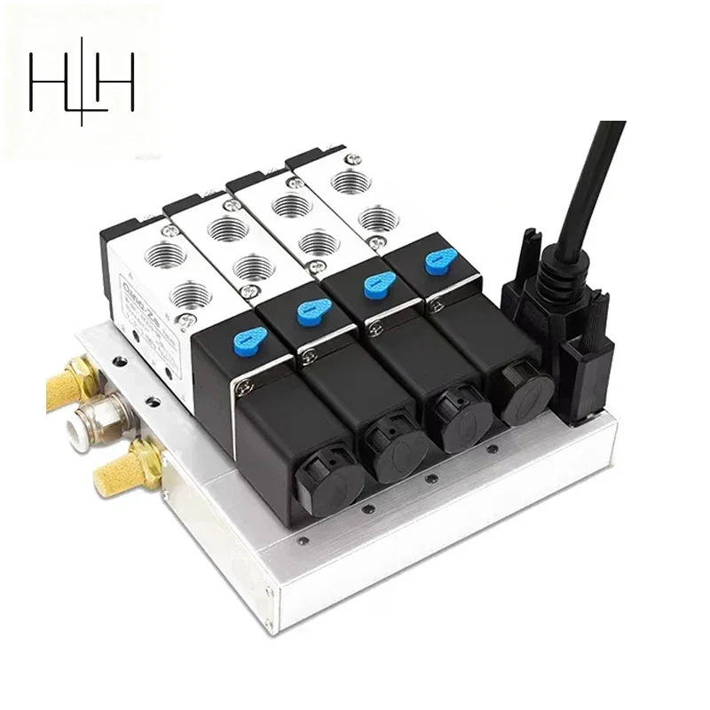 HLH 4V210-08 DC24V Solenoid Valve Group Set Magnetic Manifold Valve Bus Type Plug-in Cylinder Control Reversing Combination DC24