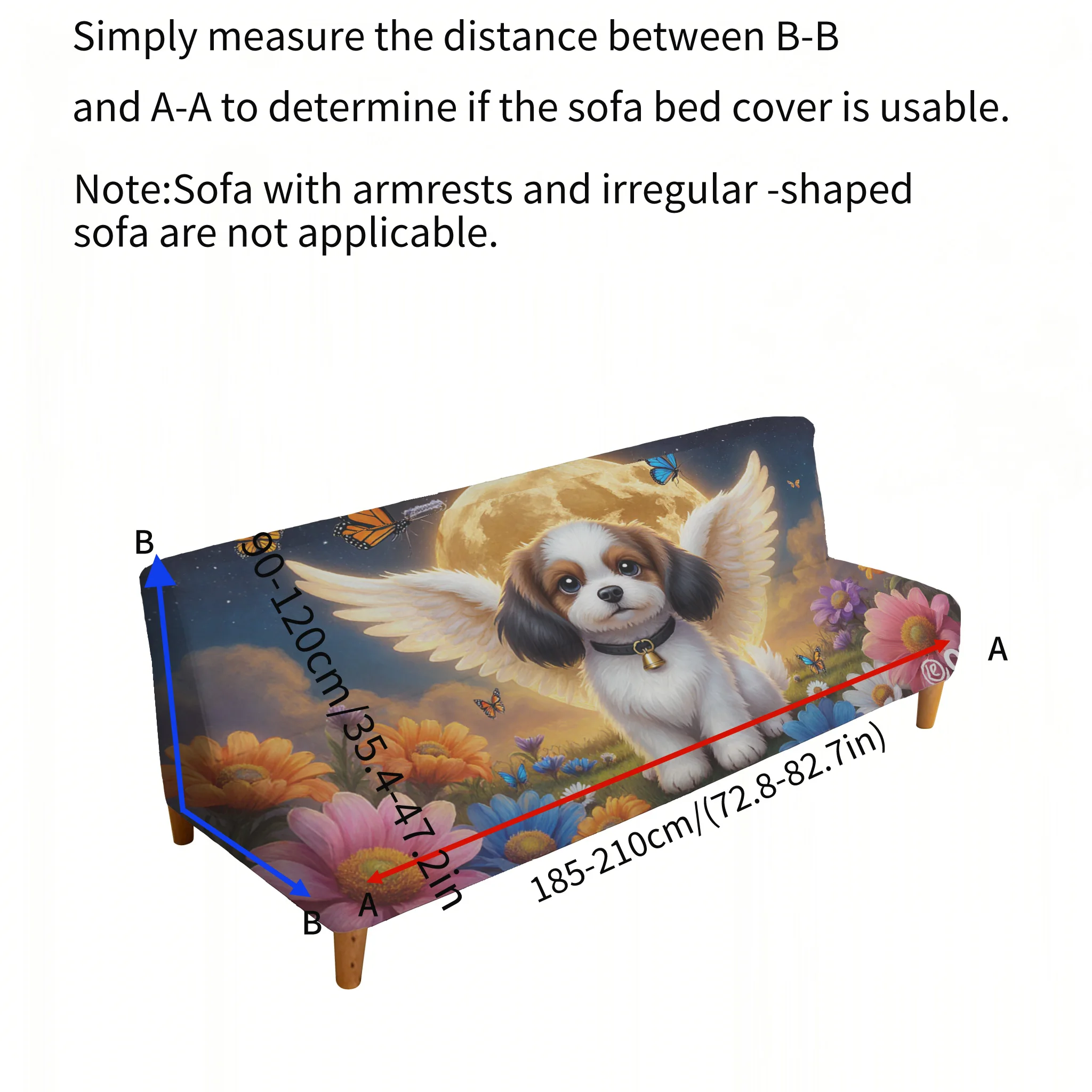 All-inclusive elastic sofa bed cover, healing angel puppy sofa bed cover, easy installation and machine washable