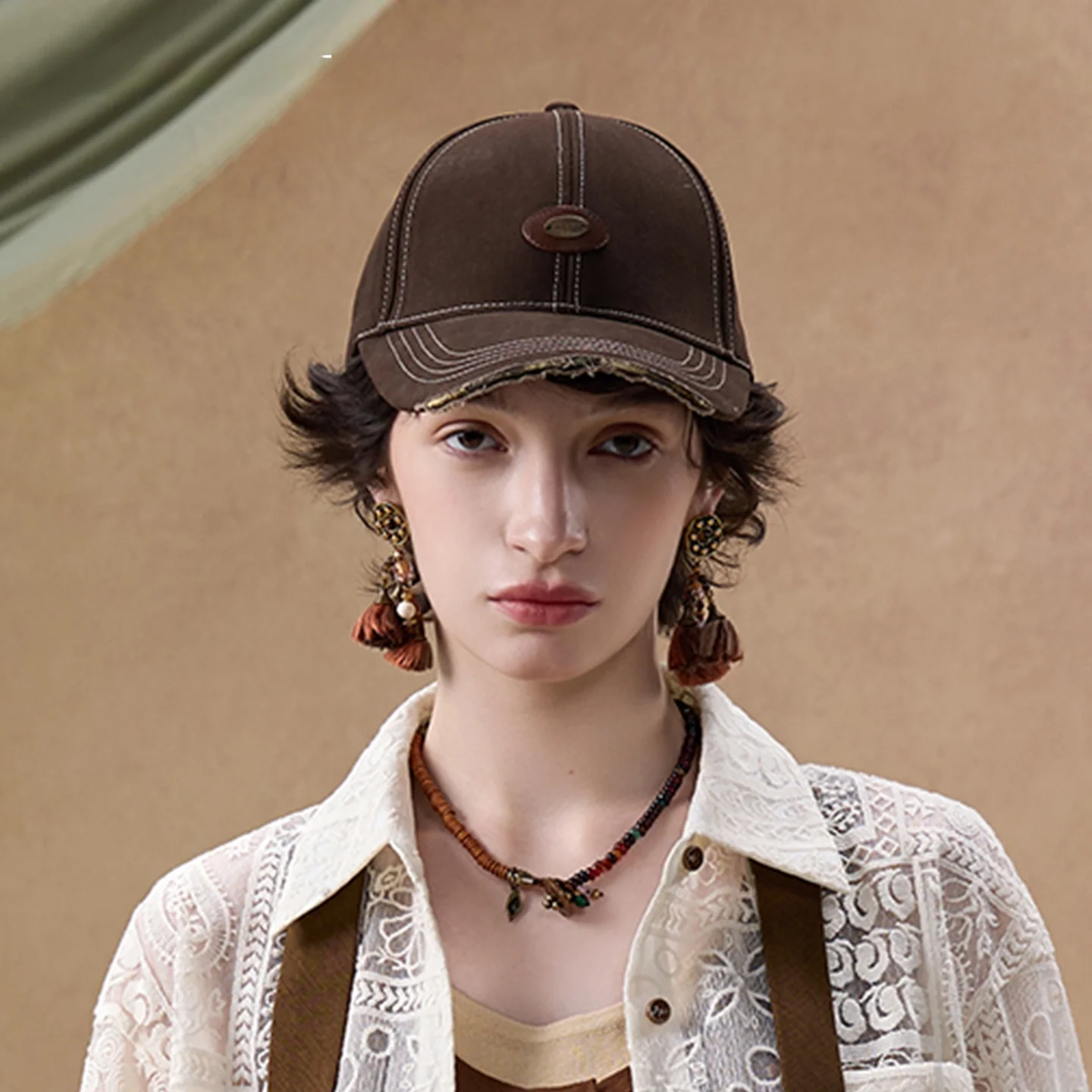 wancaoyi-retro-style-baseball-cap-casual-versatile-sunshade-duckbill-cap-round-top-cotton-unisex-daily-wear-commute