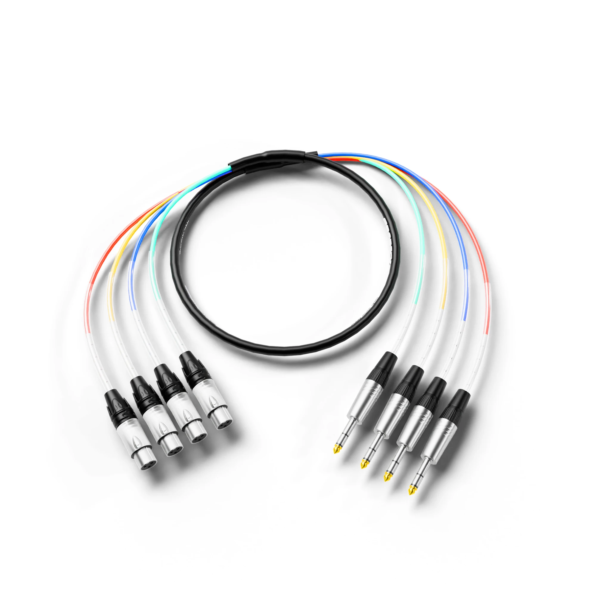 PRORECK Snake Cable, 4-Channel Shielded Audio Cable 1/4'' TRS to XLR Female, with Color-Marked Connectors for Professional Stage