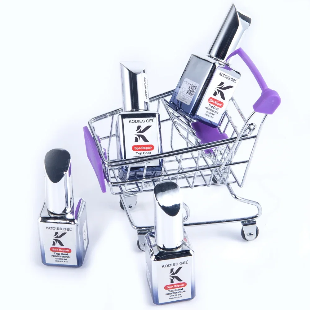 Kodies gel branco leitoso casaco superior uv gel unha polonês spa reparação gel acabamento aferidor 15ml geléia rosa diamante sobretudo verniz manicure