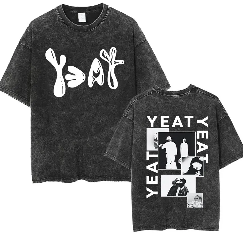 Vintage Washed Yeat Lyfestyle Graphic T Shirt Men's Hip Hop Rap Short Sleeve T-shirts Unisex Gothic Oversized T-shirt Streetwear