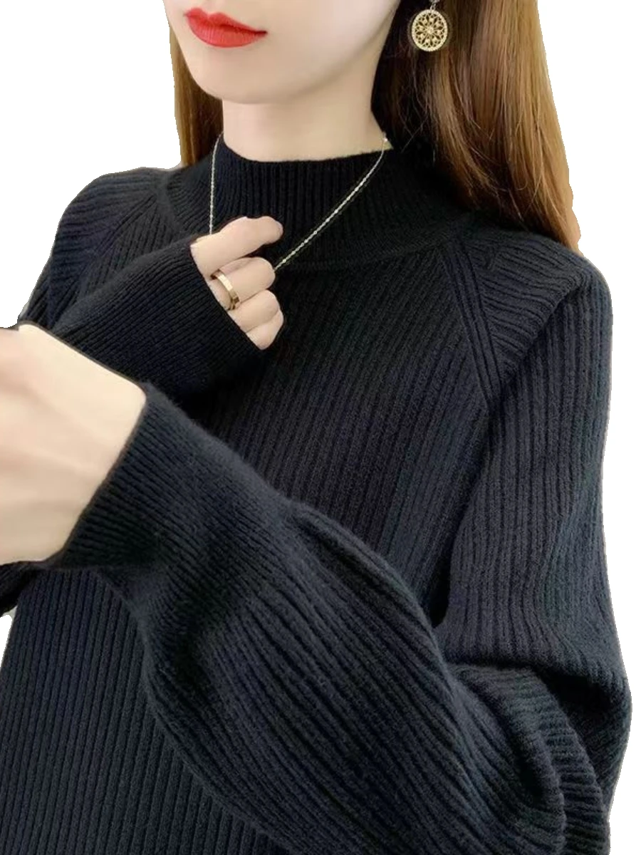 Sweter damski z dzianiny Thiened, półgolf, jesień-zima, bazowa warstwa, do noszenia pod spód, top, moda damska, do pracy, czysty...