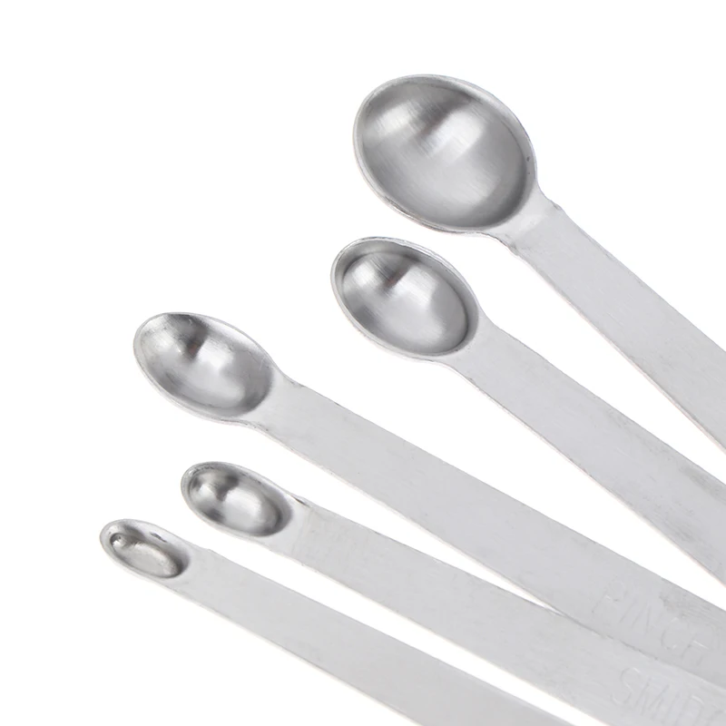 5Pcs/Set Stainless Steel Small Measuring Spoons Seasoning Dry And Liquid Ingredients Kitchen Accurate Cooking Gadgets