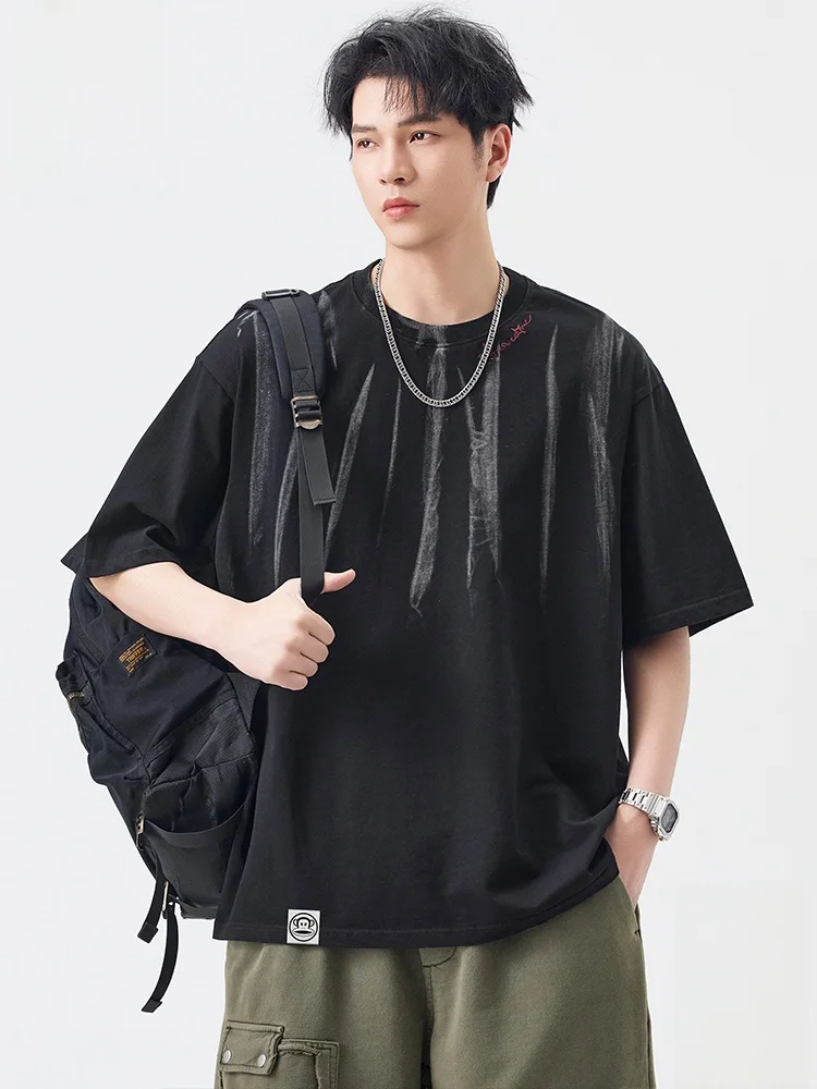 

Футболка Paul Frank American Style, окрашенная, свободного кроя, повседневная, хлопковая, с коротким рукавом, мужская, летняя, винтажная, дышащая, легкая, с круглым вырезом