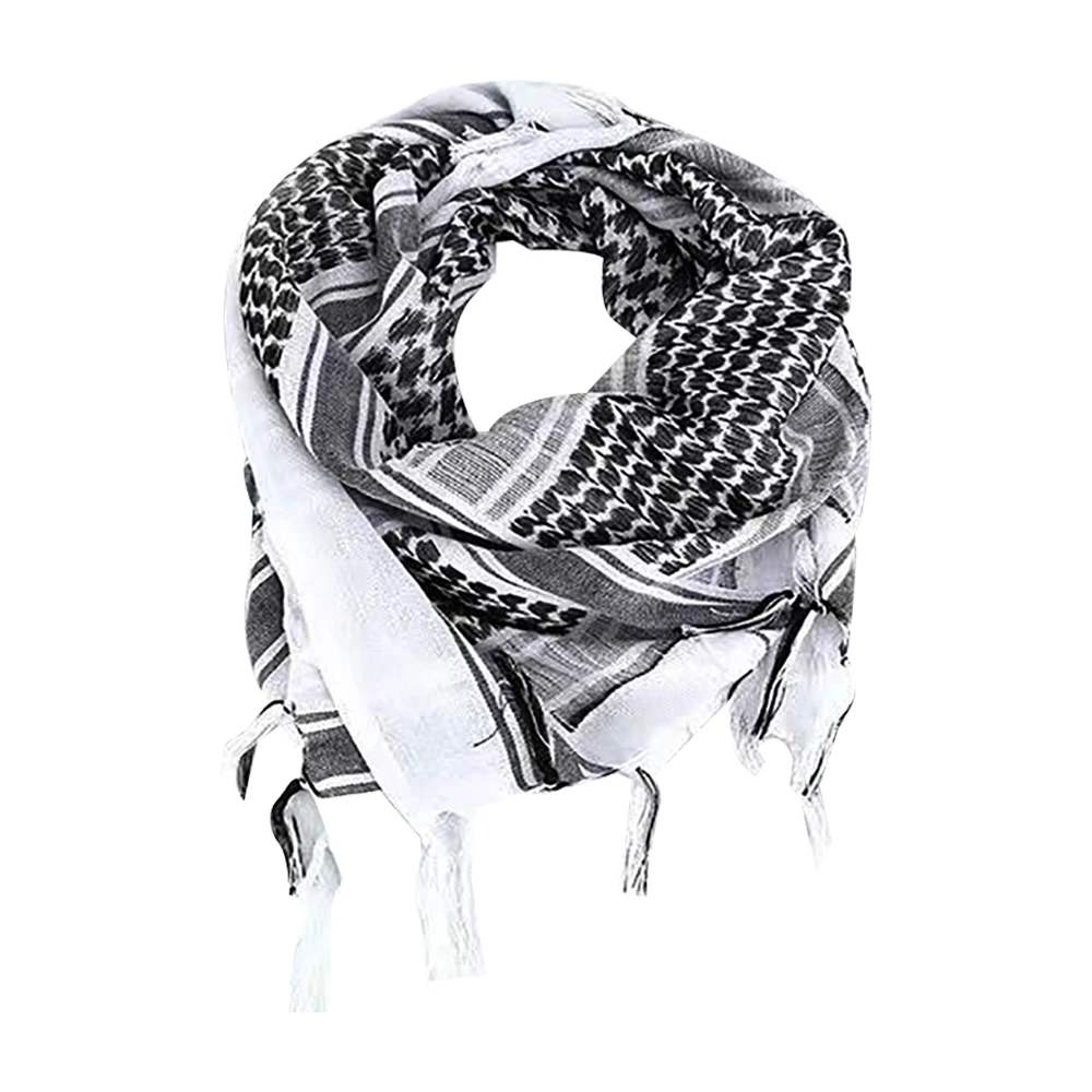 Lattice Scarf Desert Keffiyeh Pure Cotton Wind Sand Proof Head Neck Scarf Stylish Arab Wrap with Tassel 43x43 Inches