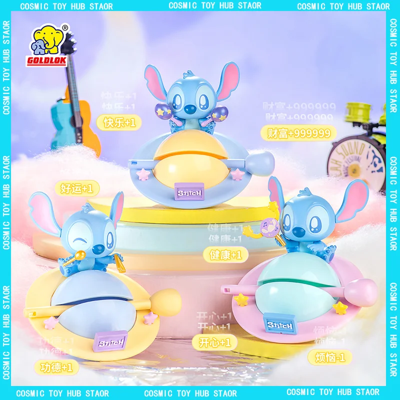 

Hot Goldlok Stitch Knocks On Music Blind Box Handmade Collection Ornament Interstellar Baby Stitch Trendy Play Festival Gift