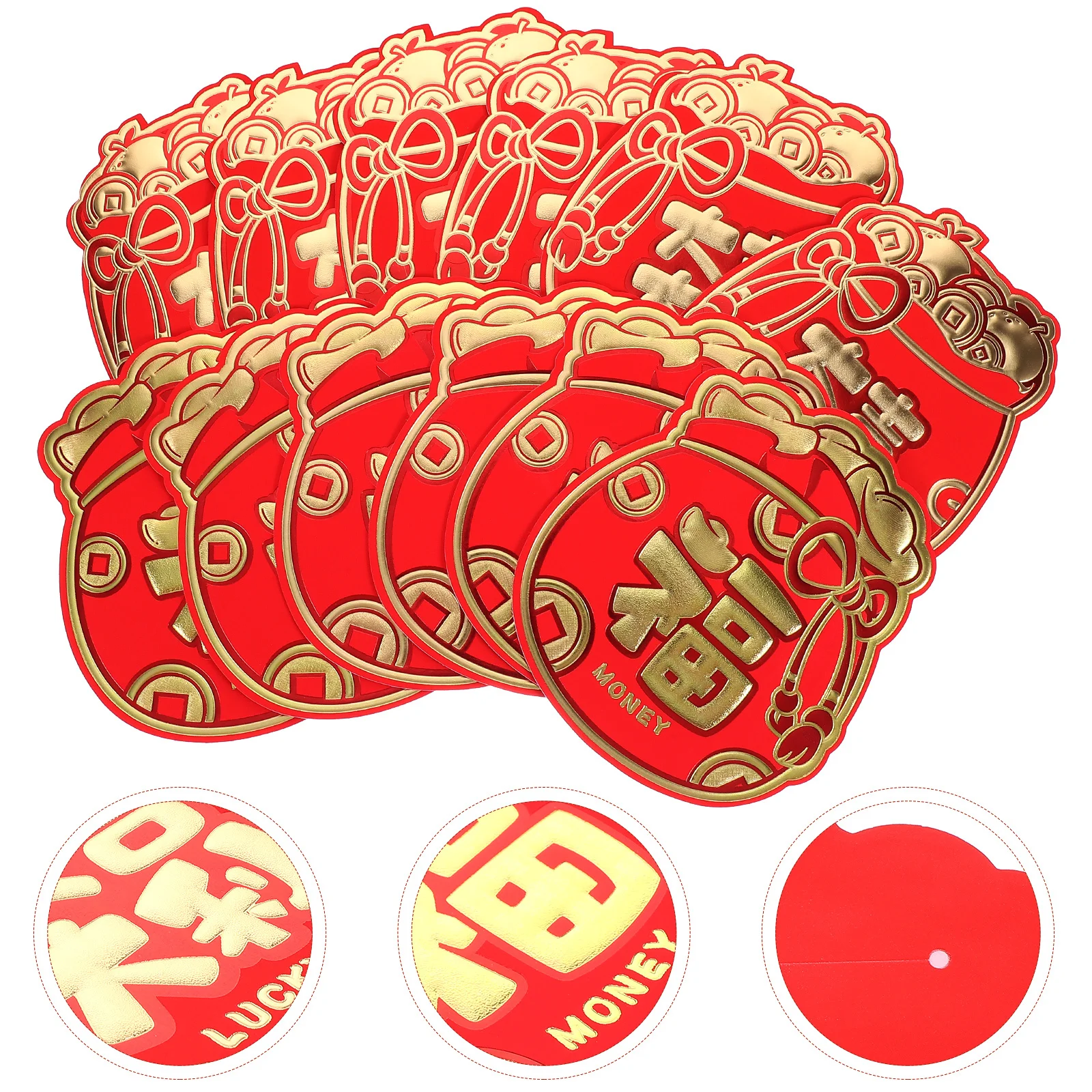 

12 шт. красные конверты китайский Новый год узор дракона благословляющие слова праздничный подарок мешочки для денег 2024 весенний фестиваль поставки