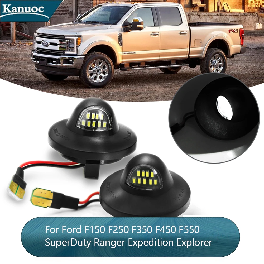 2Pcs For Ford F150 F250 F350 F450 F550 Super Duty Ranger Expedition Explorer LED License Plate Light Lamp Error Free Canbus