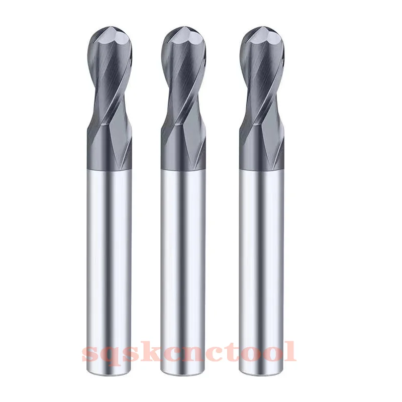 Ball Nase Ende Mill Hartmetall Cutter CNC Router Bit Fräsen Werkzeug 55 ° R 0,5 2mm 10mm 12mm HRC45 55 65 2 Flöte Schneiden Werkzeuge