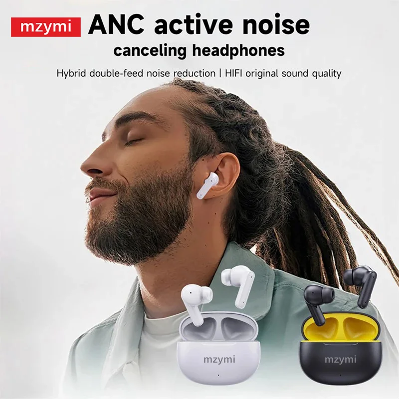 mzymi T80S ANC Bluetooth Earphones TWS In Ear Wireless Headphone Active Noise Cancelling Sport Stereo Sound Headset for XIAOMI