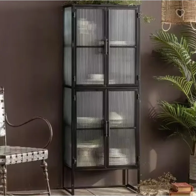 

Living room furniture Metal tempered glass display locker Sofa sideboard Side corner cabinet
