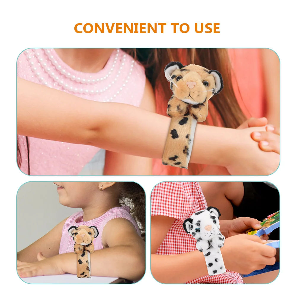 2 Pcs Simulated Animal Bracelet Slap Circle Bracelets Band Furry Flannel Stuffed Baby Animals
