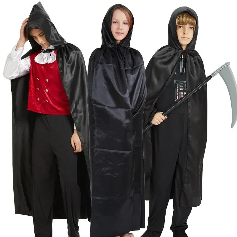 Capa con capucha de bruja de Halloween, capa con capucha de longitud completa, accesorio de disfraz de Cosplay, 1-10 piezas