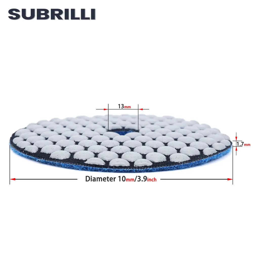 SUBRILLI 4 بوصة قطعة التلميع الجاف 100 مللي متر مرنة الماس ألواح التلميع ل ماكينة نحت رخام الجرانيت ماكينة تجليخ الأرضيات الخرسانية القرص