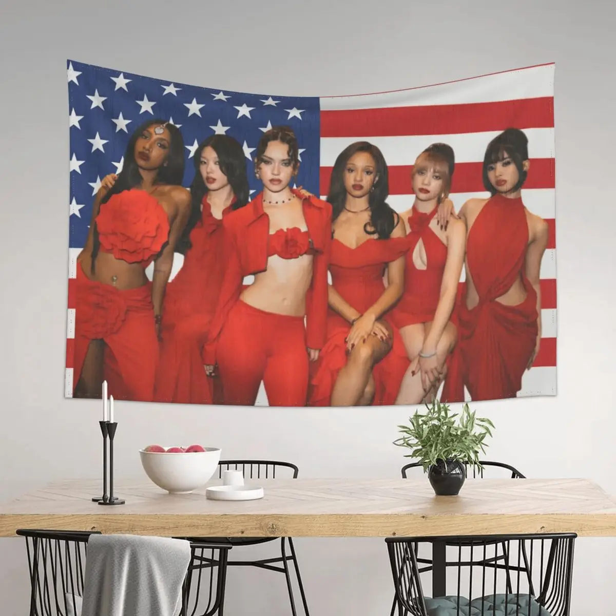 كاتسي العلم Kpop غابرييلا المشارك نسيج صورة معلقة المفروشات غرفة نوم غرفة المعيشة المنزل خلفية القماش الجدار الديكور