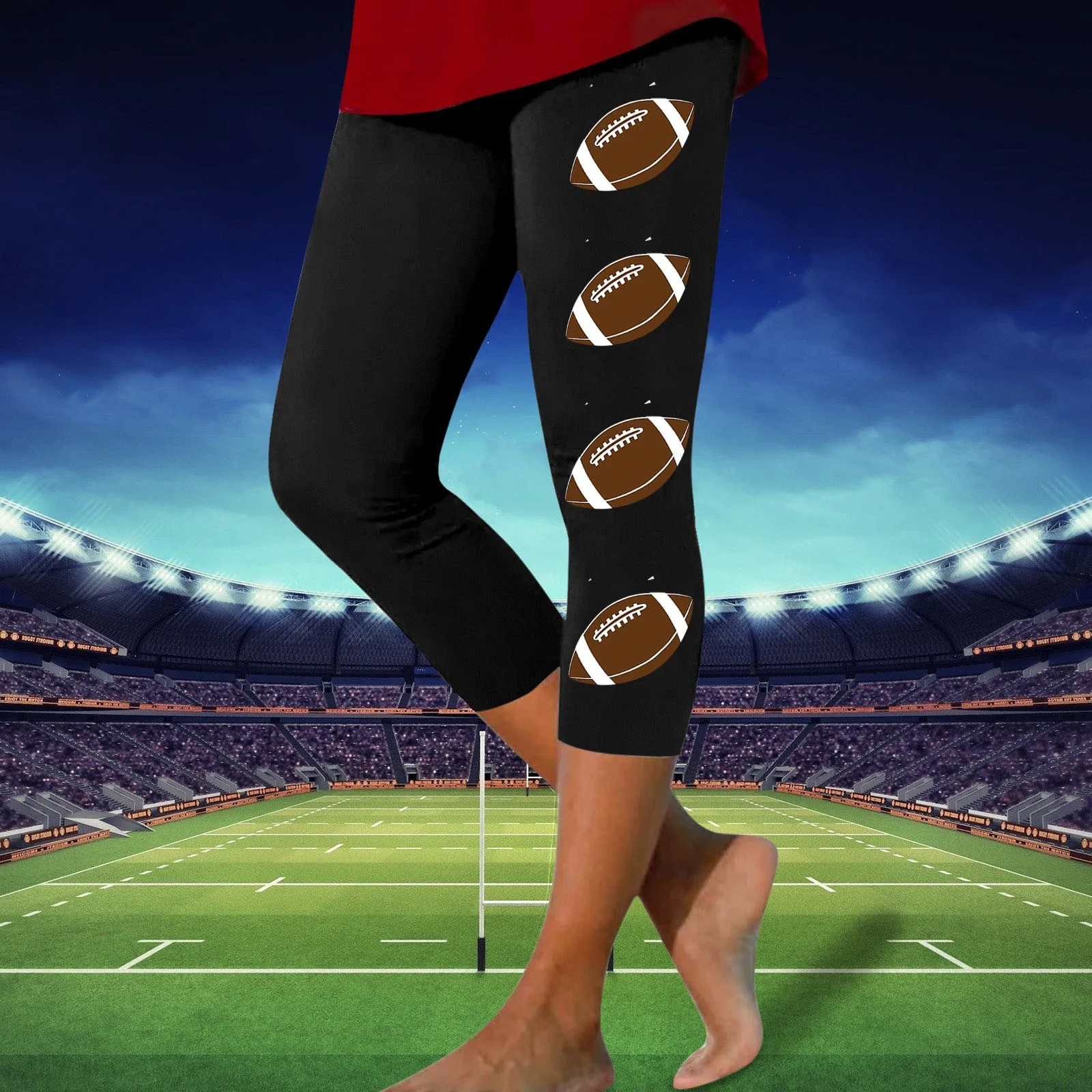 Leggings Women Baseball Print Trousers Fitness Tight Trousers Fashion Casual Sportswear Casual Fashion Rugby Print Leggings