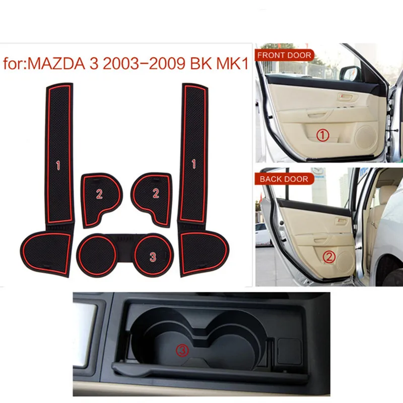 

Anti-Slip Gate Slot Cup Pad Fit For Mazda 3 BK 2003 2004 2005 2006 2007 2008 2009 MK1 MPS Car Door Groove Mat Car Accessories
