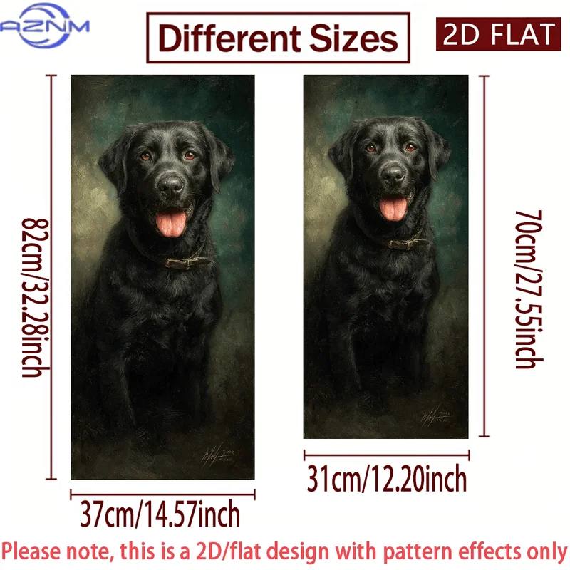 2D/FLAT-Black Labrador Dog Portrait Design Trash Can Sticker Wall Sticker Self - Adhesive Waterproof PVC Decorative Sticker Hi