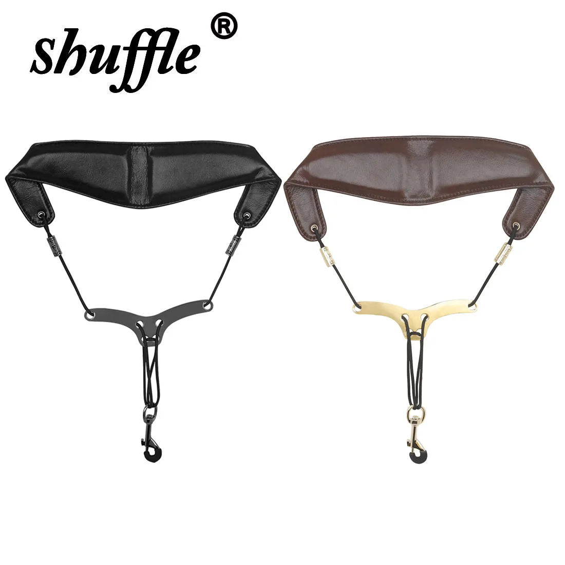 

Ремень для саксофона Shuffle, кожаный плечевой ремень на шею, регулируемый удобный мягкий ремешок, нескользящая металлическая застежка, детали саксофона