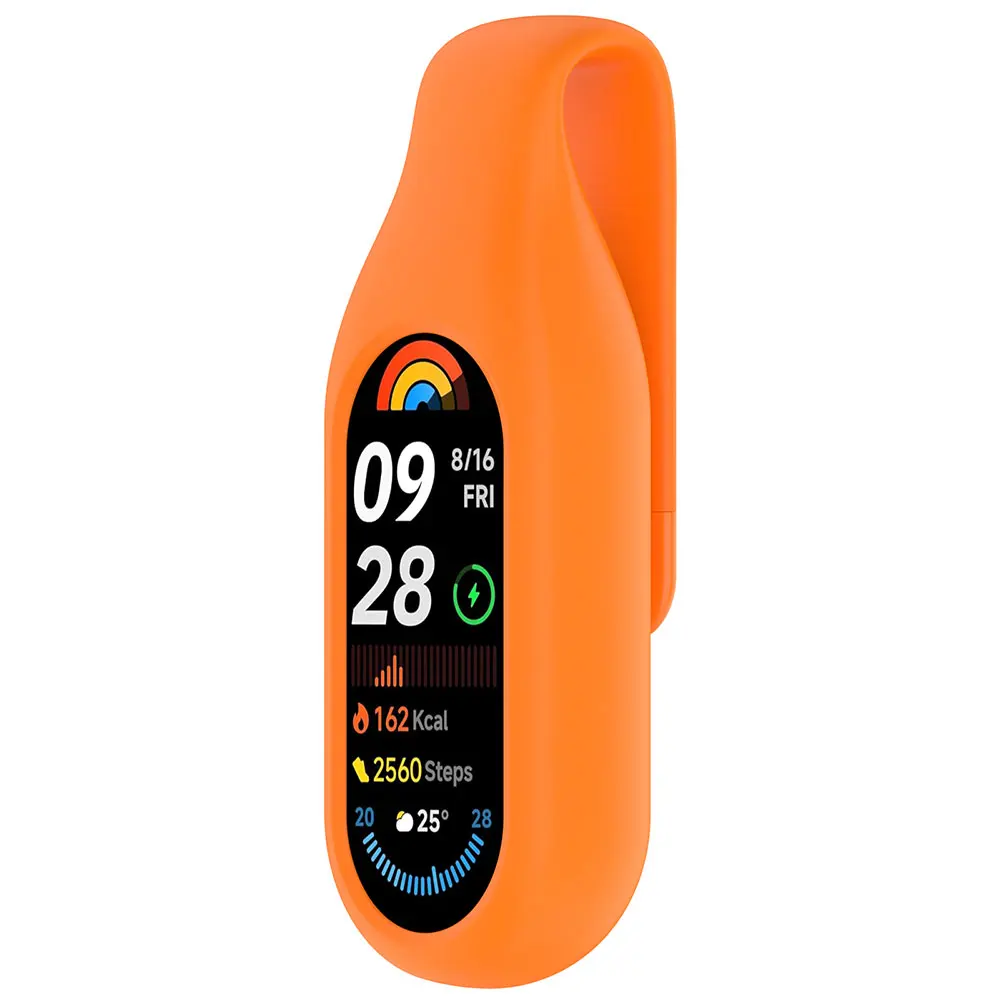 Silicone Case For Xiaomi Mi Band 10 9 8 Steel Clip Buckle Holder Sports Watchband Cover Shell for Mi Band 9 8 Mi Band10 Bumper
