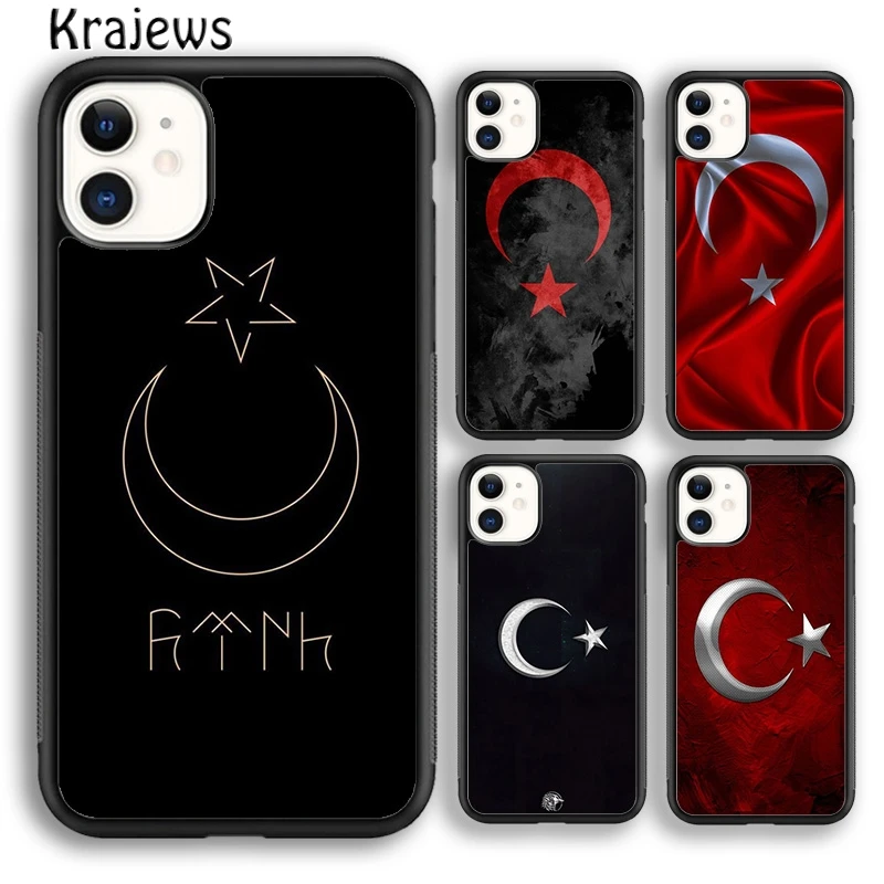 Krajews Turkey Turkish Flag Phone Case Cover For iPhone 16 15 14 plus XS XR 11 12 mini 13 pro max coque Shell Fundas