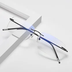 Frameless Anti-blue Progressive Multifocal Reading Glasses Women Smart Zoom Elderly Eyewear Men Protable Presbyopic Glasses