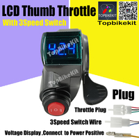 12V 24V 36V 48V 60V 72V ebike Bike Thumb Throttle with Lock/3Speed Switch  LCD Display Gas for Electric Bicycle/Scooter/E-Bike