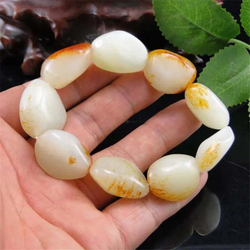 

Новый браслет из натурального синего и белого нефритового семян из грубого камня для мужчин и женщин