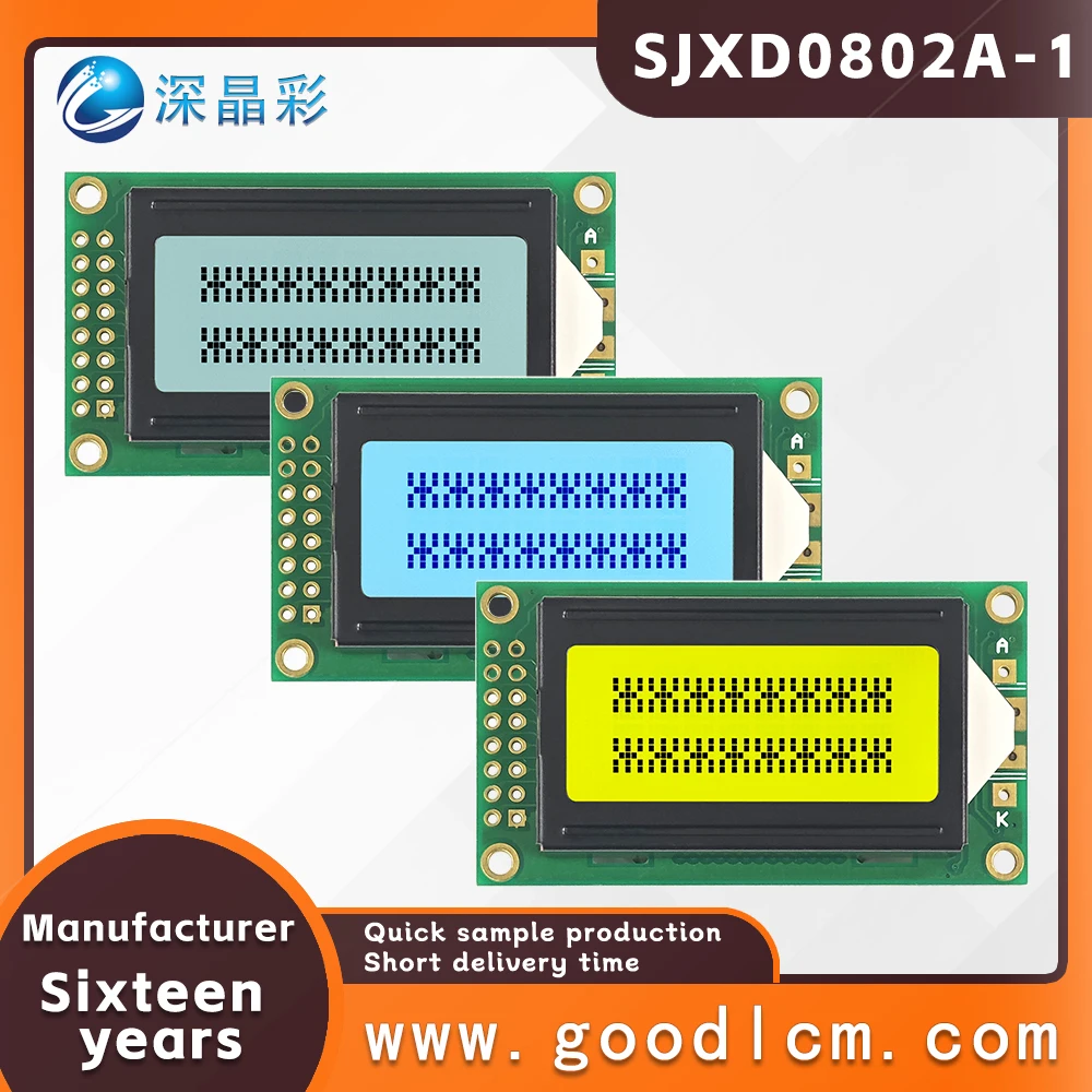 

Industrial control Russian characters LCD 0802 display screen JXD0802A-1 Parallel small size 8X2 character LCM display module