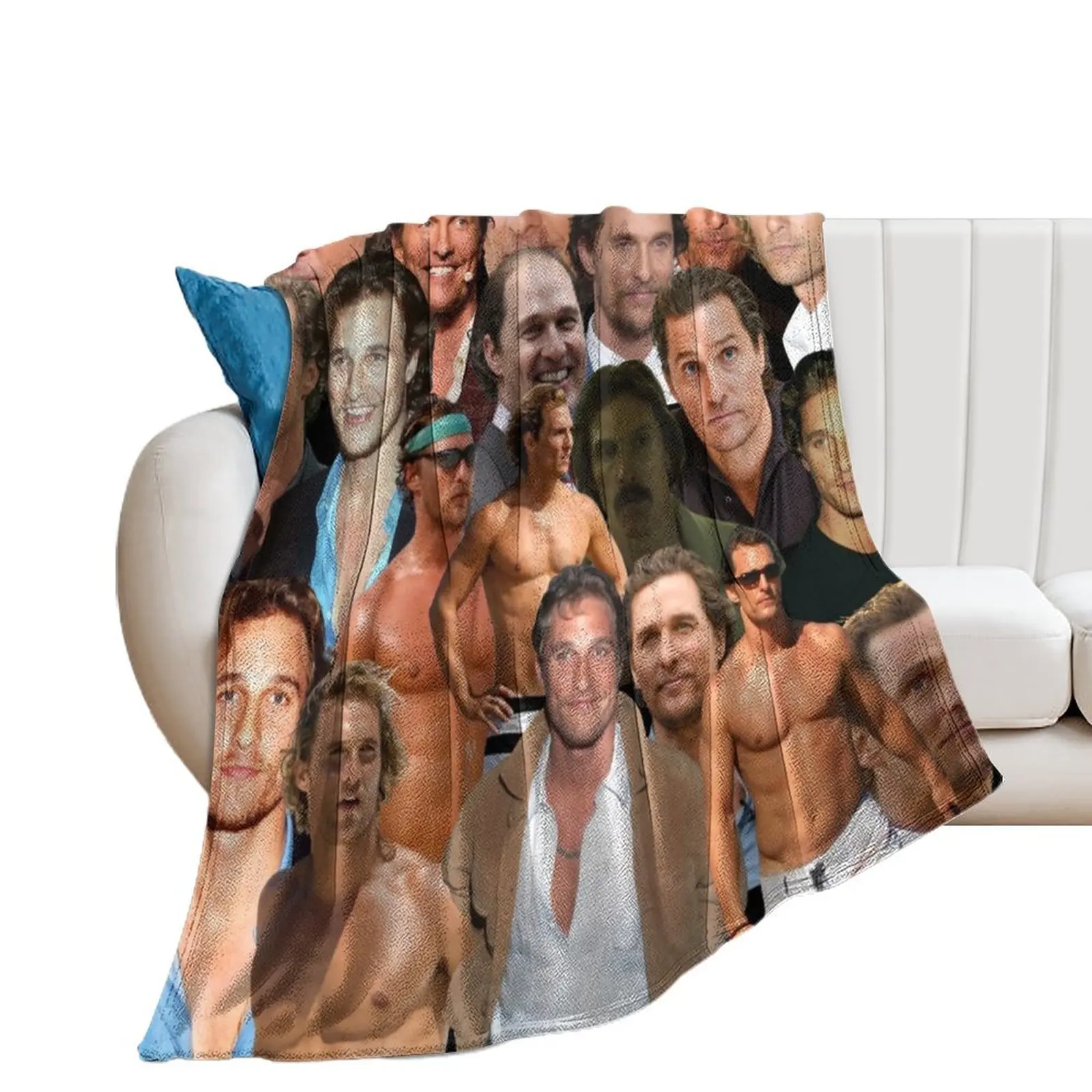 Matthew McConaughey photo collage Throw Blanket Sofa Throw bed plaid Thins Plaid on the sofa Blankets