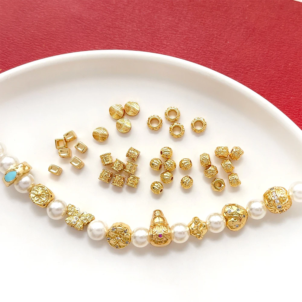 Brass Plated with Genuine Gold Zircon-set Gourd Butterfly Love Separation Bead DIY Jewelry Making Necklace Bracelet Accessory