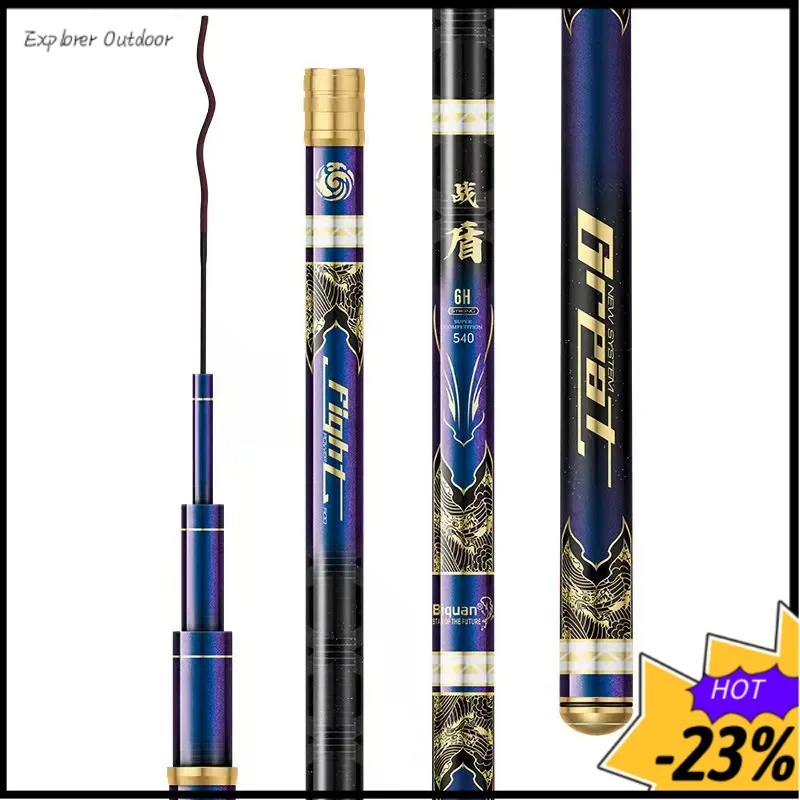 Fishing 19 Adjustable 6H Five-Section 5.4 M Light Strong Stem Black Pit Lake Library Large Object Rod 6.3 M Ca