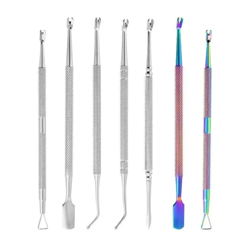 Holographic Stainless Steel Nail Polish Remover Gel Scraper Cuticle Pusher Home Salon Use