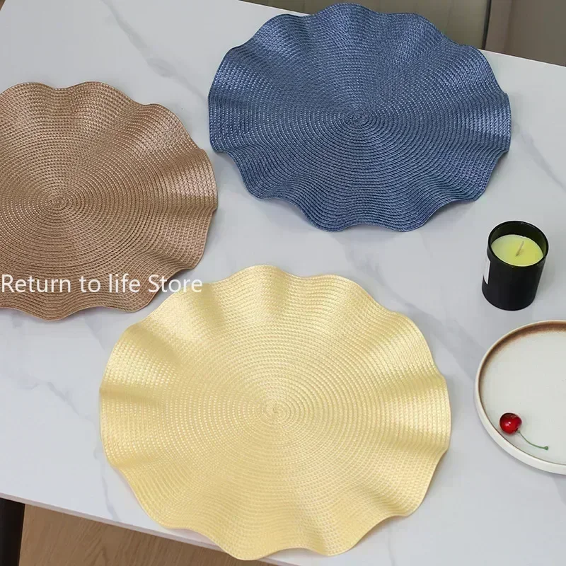 Mats & Pads Lotus Leaf Edge Creative Design Thickened Woven Pp Placemat Coaster Irregular Placemat Placemat for Dining Table