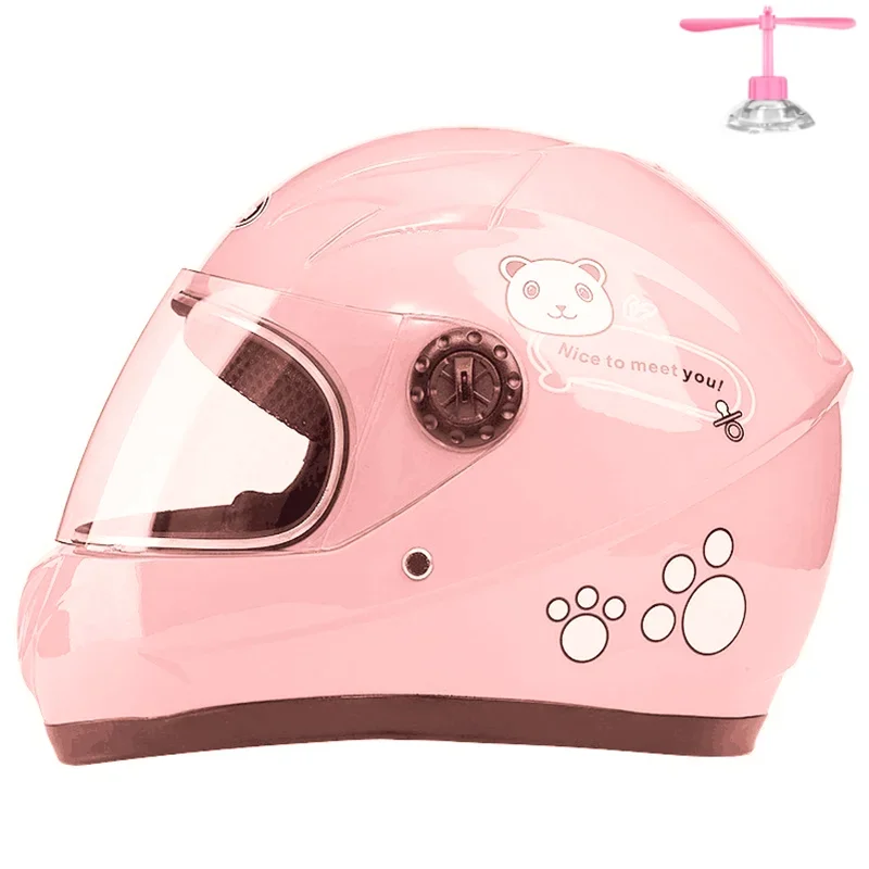 Children's Motorcycle Helmet 3-9 Years Old Full-Shell Motorbike Scooter Safety Hat for Girls Cute Cartoon Design Baby Headgear