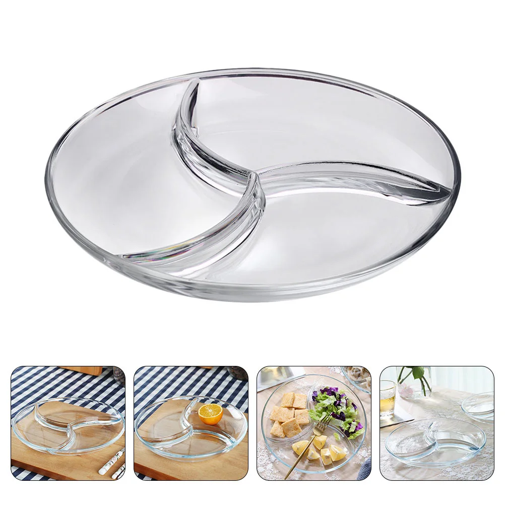 

Tray Glass Serving Dishes Fruit Clear Plate Divider Drained Breakfast Plates Diet Divided