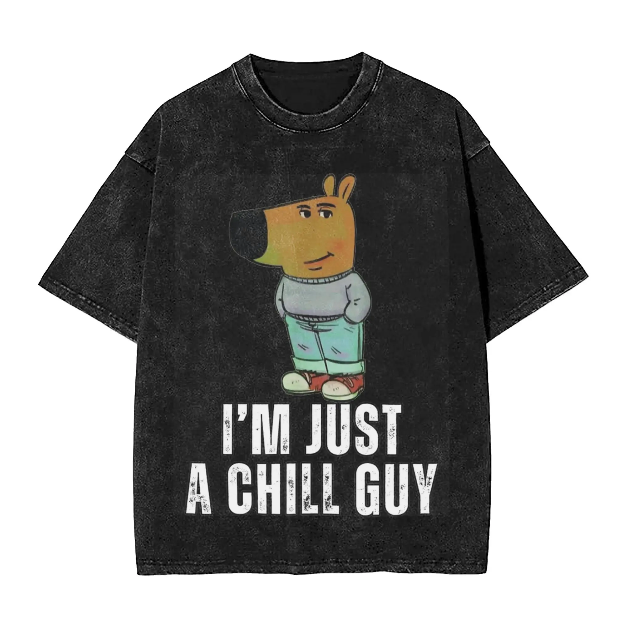 Women Men I'm Just A Chill Guy T Shirt Graphic Printed Vintage Washed Funny Meme Casual Outfit Tees