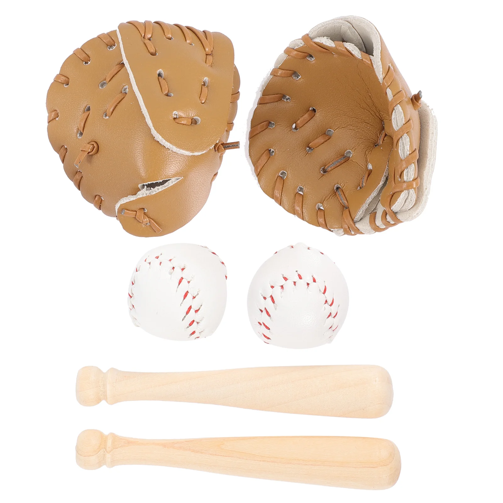 2 Sets 1:12 Scale Baseball Glove Softball Toys Miniature Sports Items Balls Outdoor