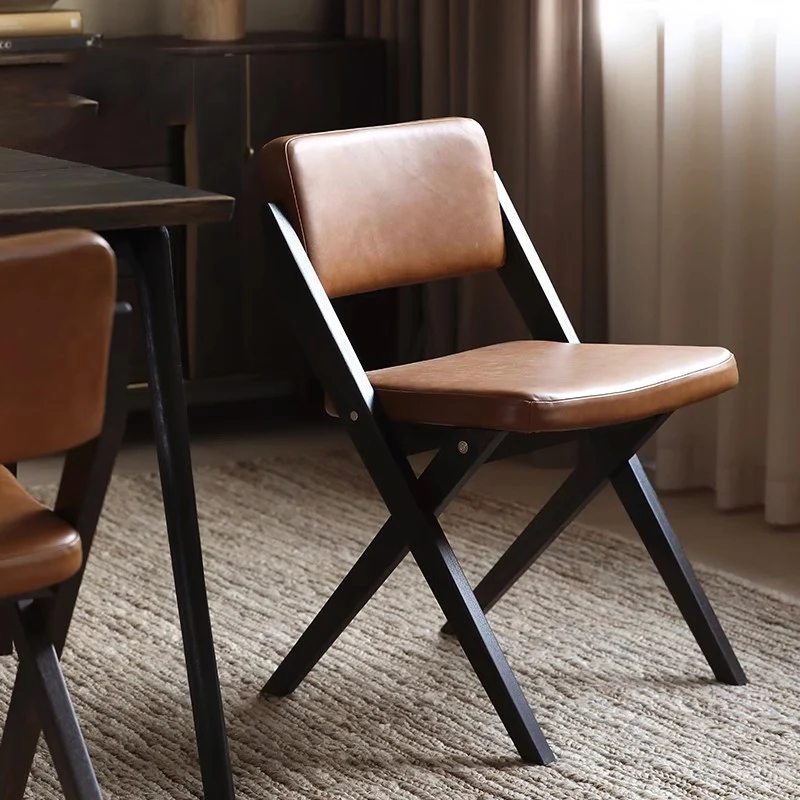 

М Кожаные Роскошные Обеденные Стулья Кухня Деревянные Скандинавские Ленивые Дизайнерские Обеденные Стулья Минималистский Макияж Гостиная Люкс Мебель m