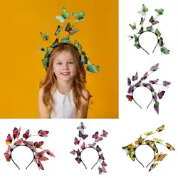 Hair Hoop Exaggerated Butterflies Decor Headband for Party Wedding Bohemian Hair Band Hoops Women Performance Headpiece Resin