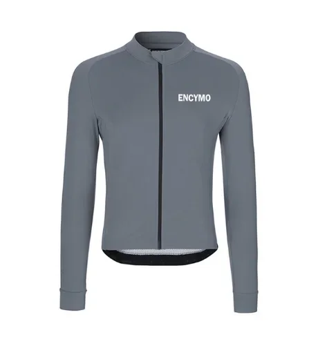 2022 Hombre Termica  Wnter Cycling Clothing Gray Men Bike Cycling Clothing Thermal Fleece Long Sleeve Set ENCYMO