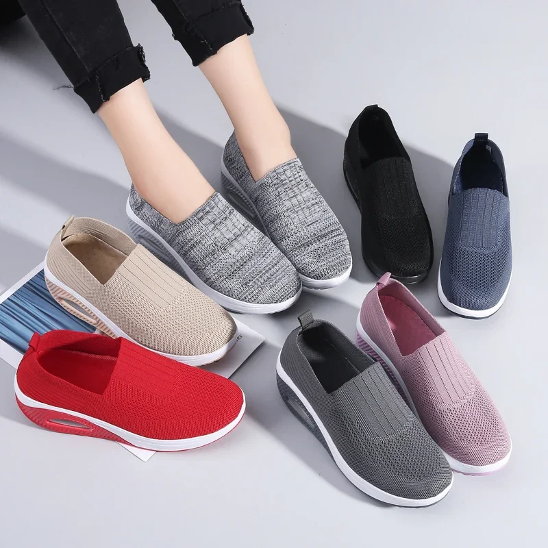 New Fashion Mom Air Cushion Dance Shoes Women\'s Casual Slope Heel Anti Slip Sneakers