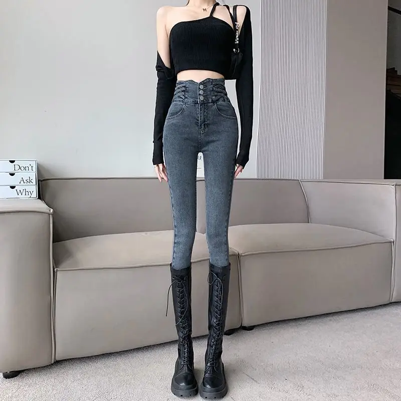 

High Waist Slim Fit Jeans Women's Thin Summer New Style Exposing Long Leggings Tight Black Pants Casual High Elasticity Cotto...