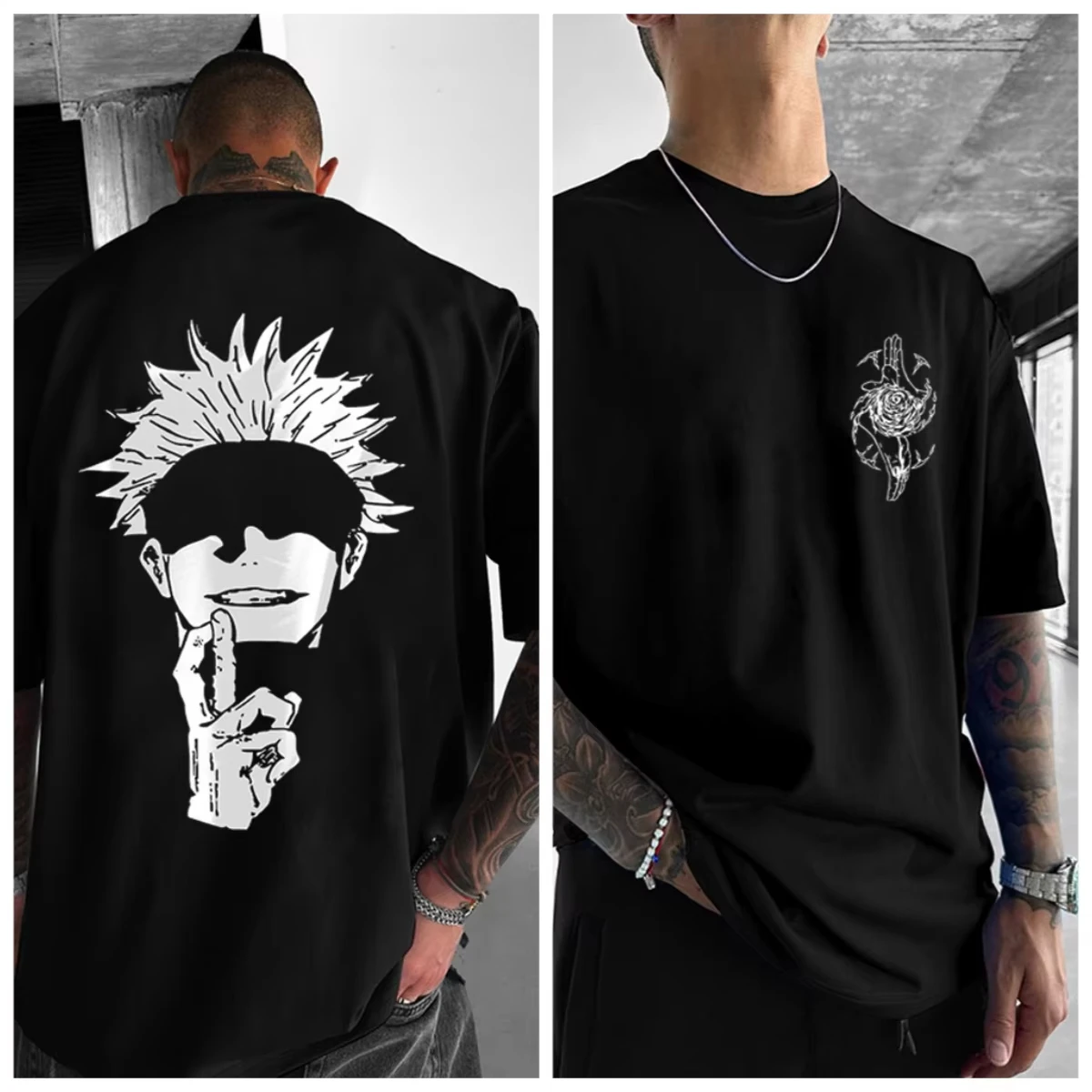 

Gojo Satoru Jujutsu Kaisen pure cotton Tshirt Urban Streetwear Anime Graphic Tee Casual Loose Style