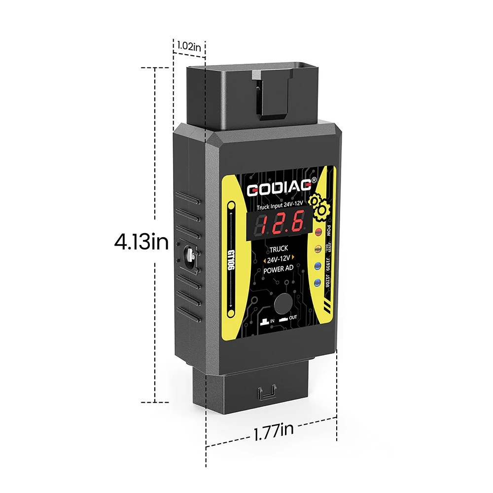 New Godiag GT106 24V to 12V Heavy Duty Truck Adapter for X431 for Truck Converter Heavy Duty Vehicles Diagnosis Support ThinkCar