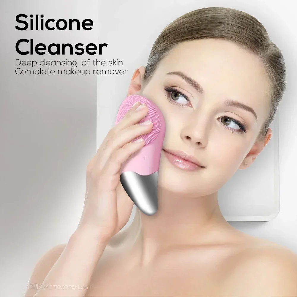 Mini Electric Silicone Sonic Facial Cleansing Brush Face Cleaner Deep Pore Cleaning Skin Massager Face Cleansing Brush Device