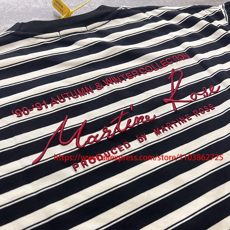 عالية الجودة مارتين روز تي شيرت التطريز نمط مخطط شعار رسالة قصيرة الأكمام المألوف مارتين روز تي شيرت